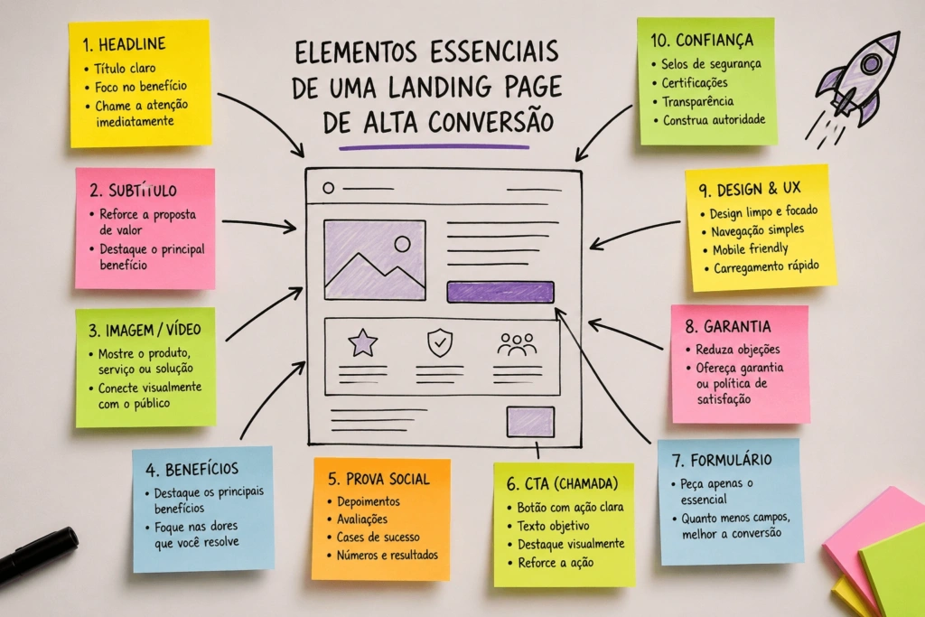 Elementos essenciais de uma landing page de alta conversão