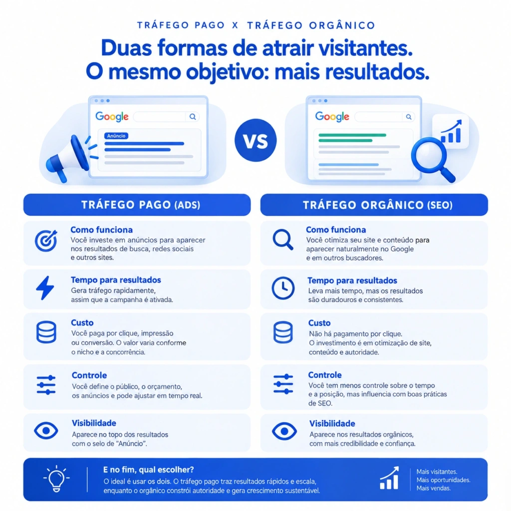 O que é tráfego pago x o que é tráfego orgânico SEO